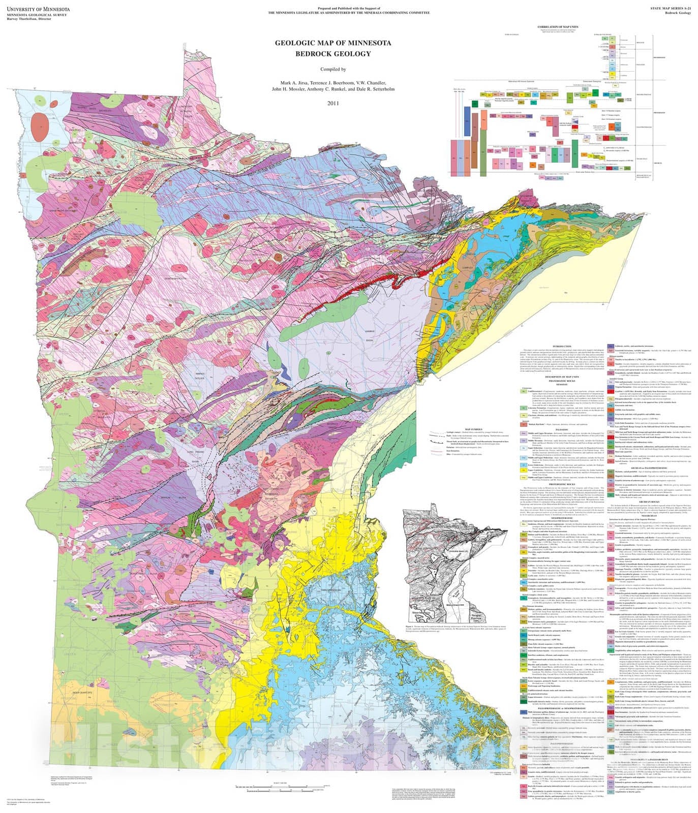 Map Geologic Map Of Minnesota Bedrock Geology 2011 Cartography Wall