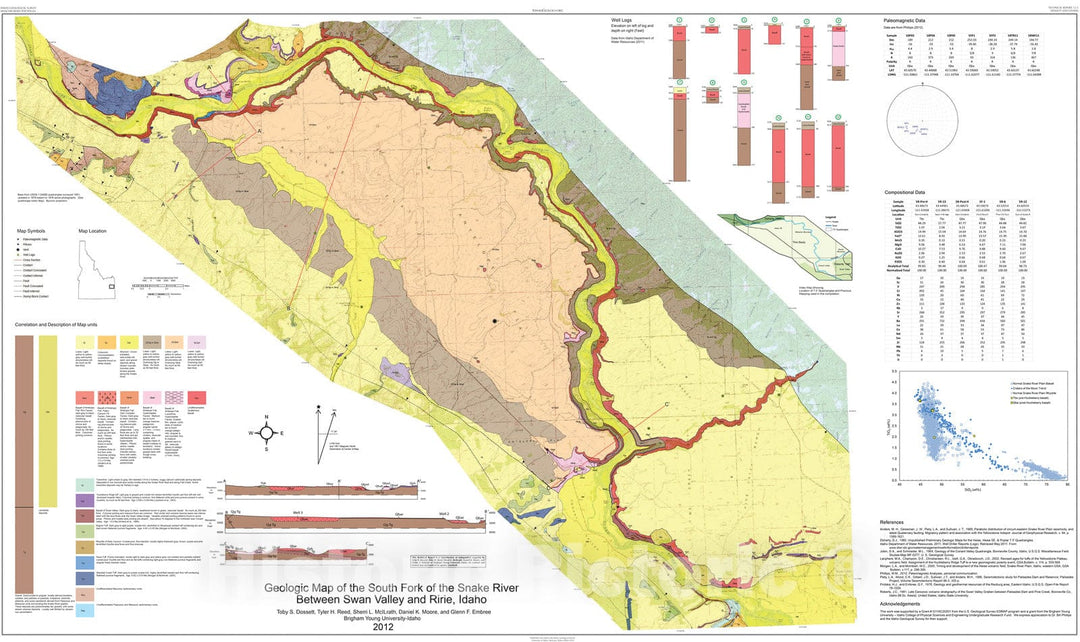 Map : Geologic Map of the South Fork of the Snake River between Swan Valley and Ririe, Idaho, 2012 Cartography Wall Art :