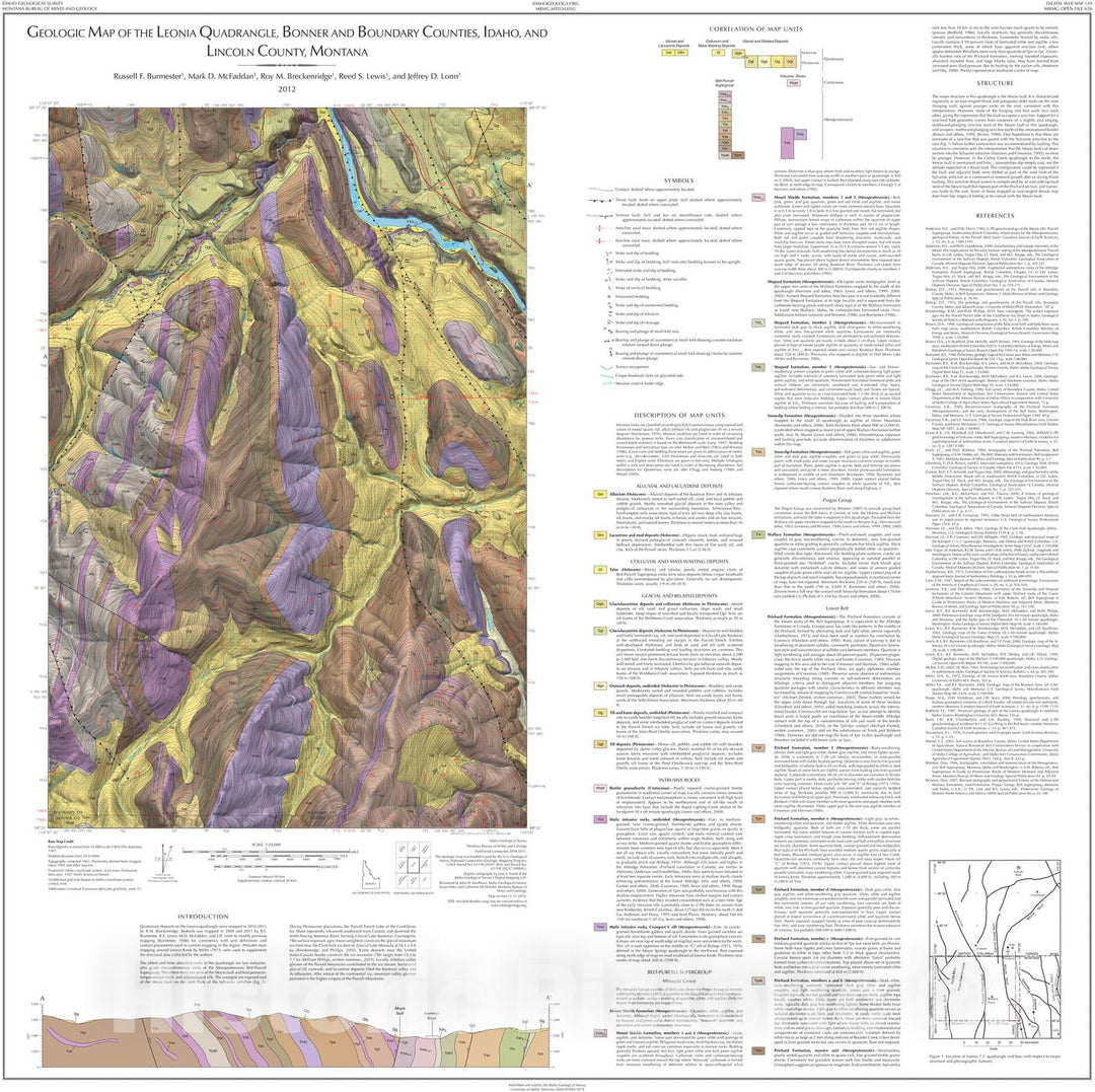 Map Geologic Map of the Leonia Quadrangle, Bonner and Boundary Count Historic Pictoric