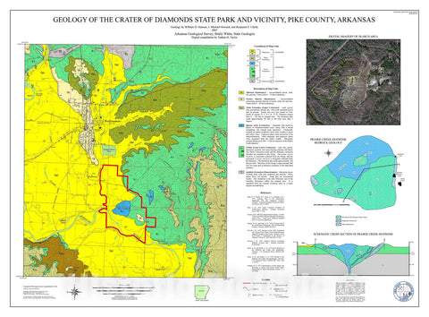 Map : Geology of the Crater of Diamonds State Park and vicinity, Pike County, Arkansas, 2007 Cartography Wall Art :