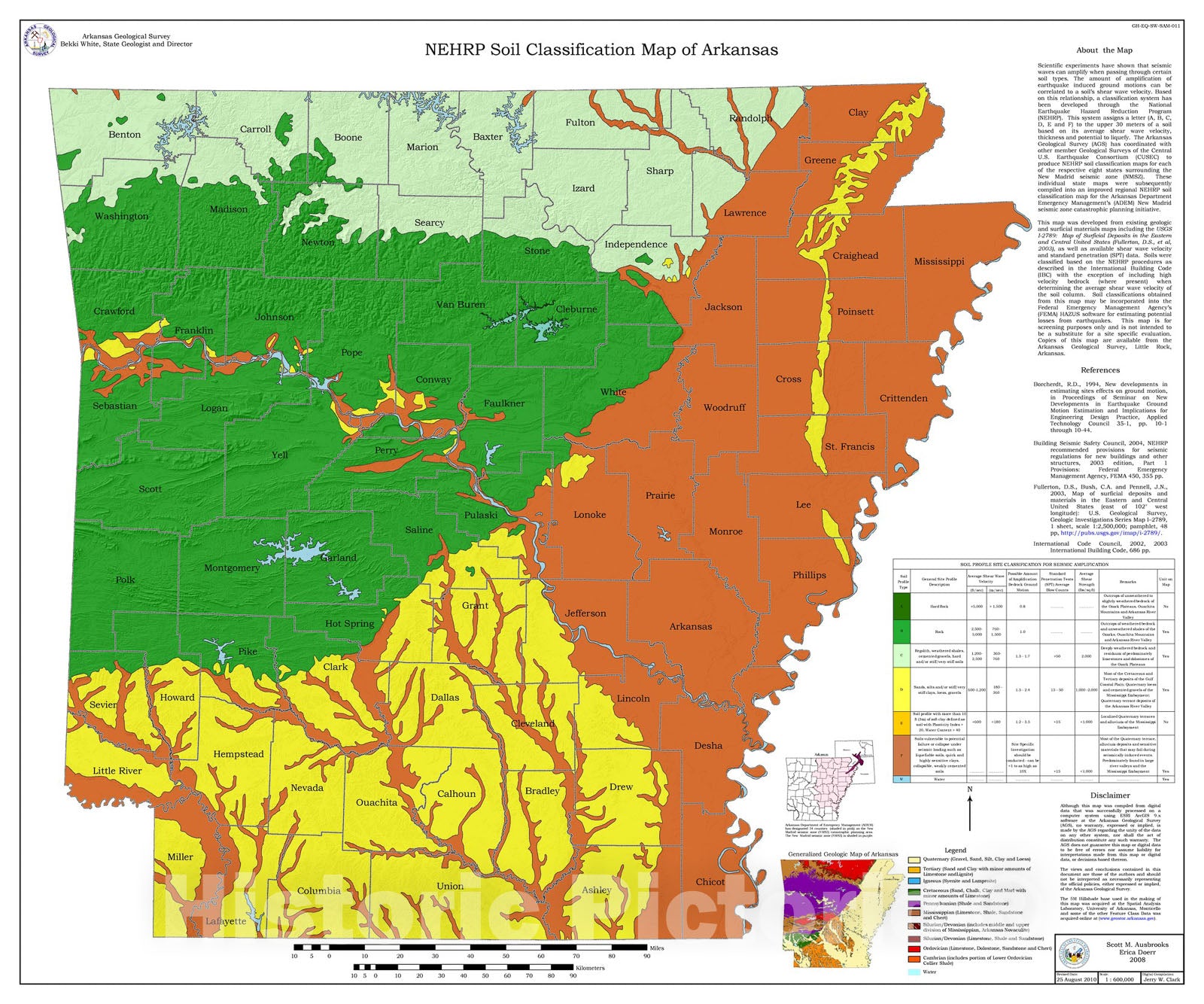 Map : NEHRP soil classification [amplification] map of Arkansas, 2010 ...