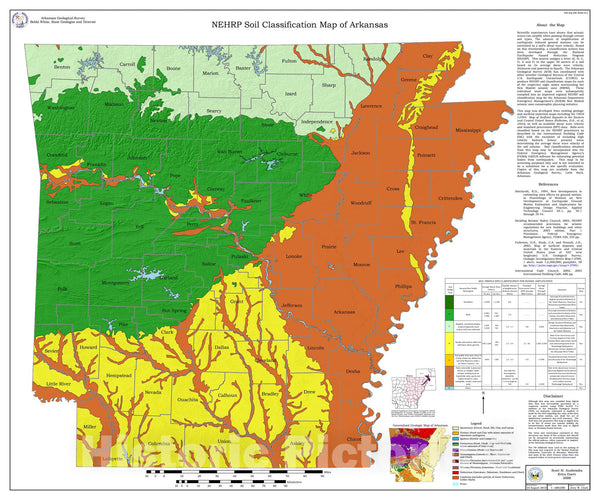 Map NEHRP soil classification [amplification] map of Arkansas, 2010 Historic Pictoric
