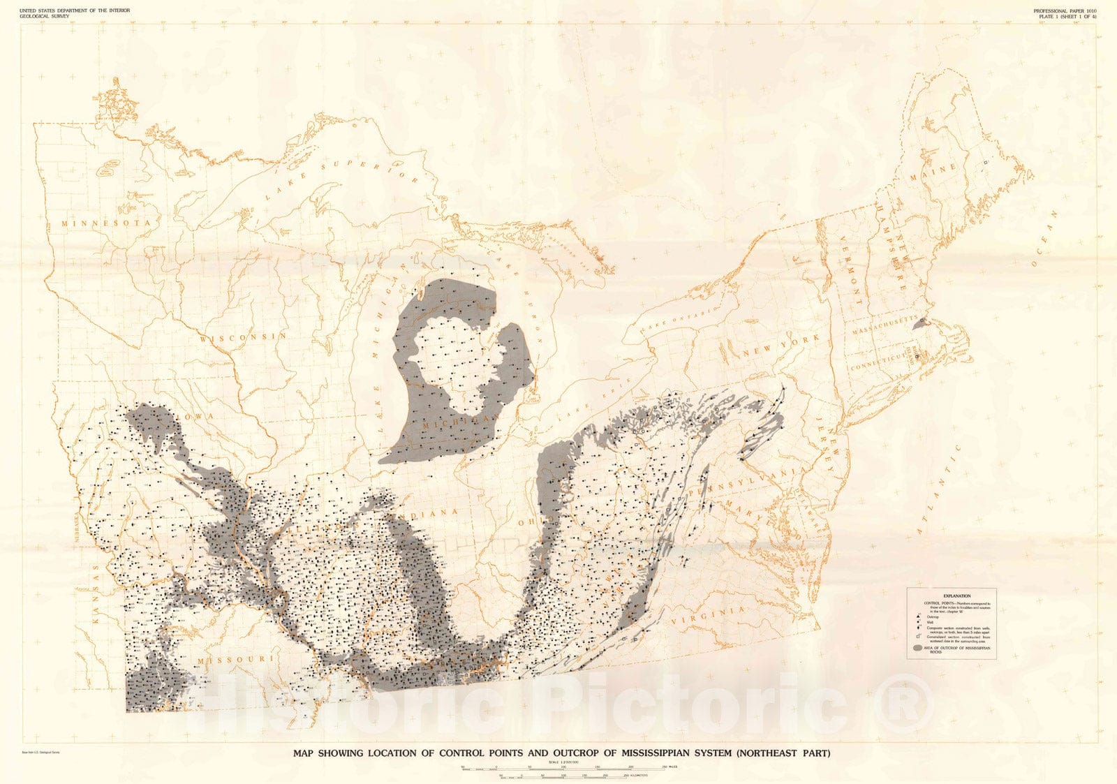Map : Paleotectonic investigations of the Mississippian System in the United States, 1979 Cartography Wall Art :