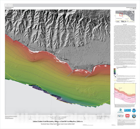 Map : California State Waters Map SeriesÃ¢â‚¬â€offshore of Coal Oil Point, California, 2014 Cartography Wall Art :