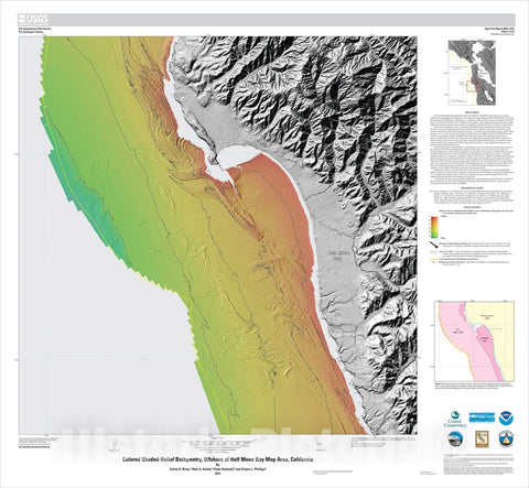 Map : California State Waters Map SeriesÃ¢â‚¬â€offshore of Half Moon Bay, California, 2014 Cartography Wall Art :