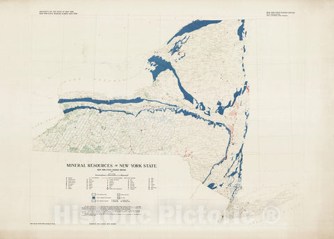 Map : Mineral resources of New York State, 1952 Cartography Wall Art :