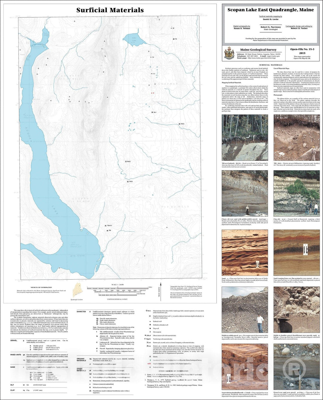 Map : Surficial materials of the Scopan Lake East quadrangle, Maine, 2015 Cartography Wall Art :