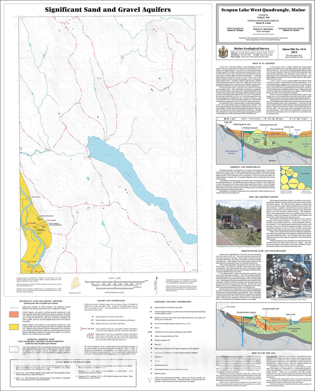 Map : Significant sand and gravel aquifers in the Scopan Lake West quadrangle, Maine, 2015 Cartography Wall Art :
