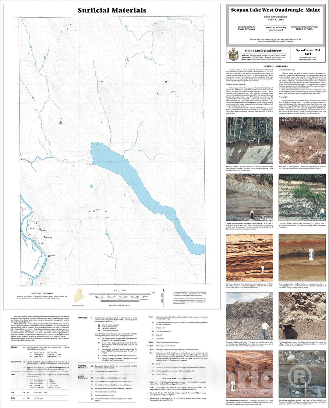 Map : Surficial materials of the Scopan Lake West quadrangle, Maine, 2015 Cartography Wall Art :