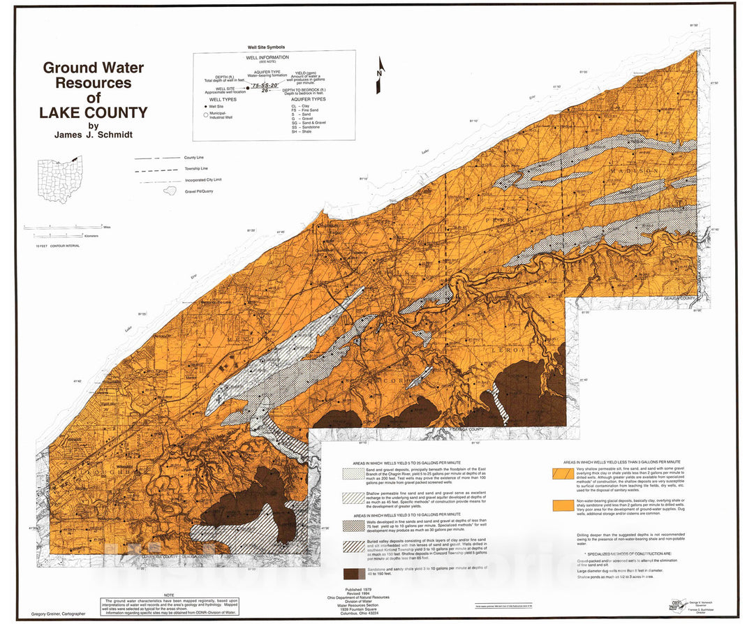 Map : Ground-water resources of Lake County, 1979 Cartography Wall Art :