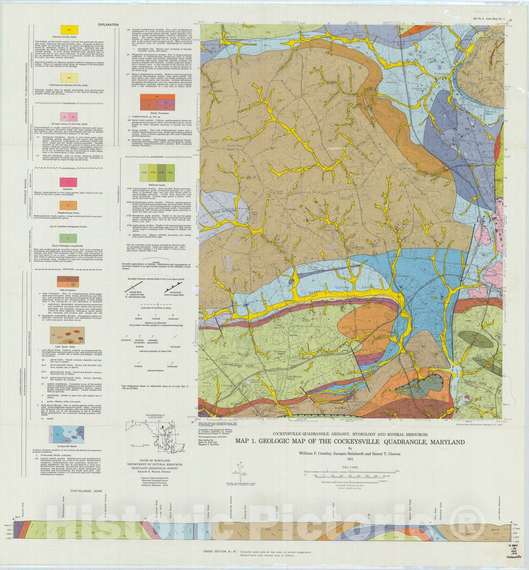 Map : Geologic map of the Cockeysville quadrangle, Maryland, 1975 Cartography Wall Art :