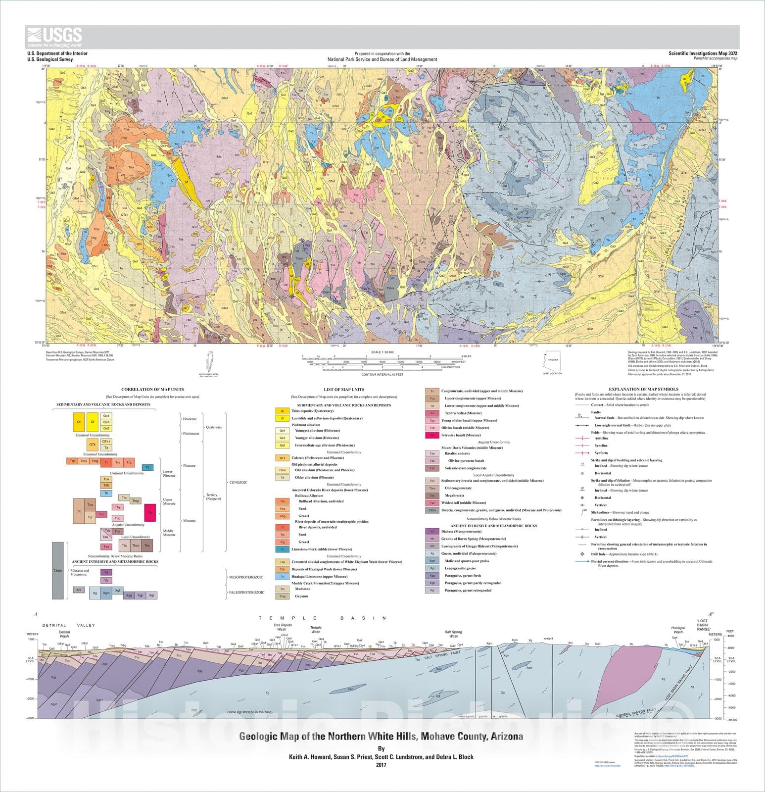 Map : Geologic map of the northern White Hills, Mohave County, Arizona, 2017 Cartography Wall Art :