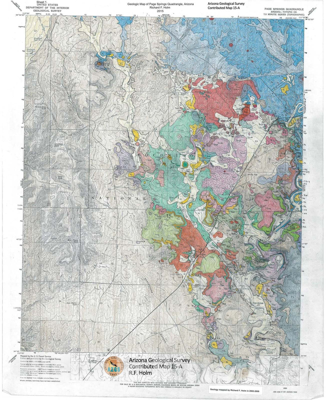 Map : Geologic map of the Page Springs 7.5-minute quadrangle, Yavapai County, Arizona, 2015 Cartography Wall Art :