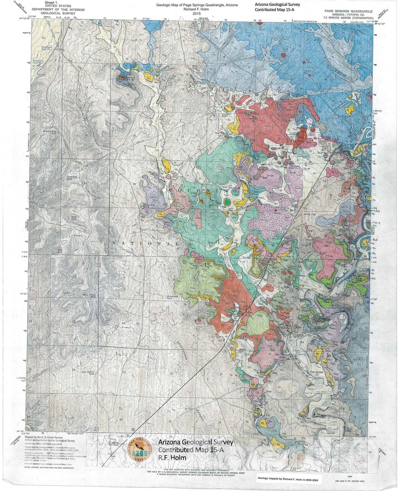 Map : Geologic map of the Page Springs 7.5-minute quadrangle, Yavapai County, Arizona, 2015 Cartography Wall Art :