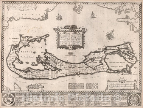 Historic Map : A Mapp of the Sommer Islands once Called the Bermudas., 1622, Vintage Wall Art