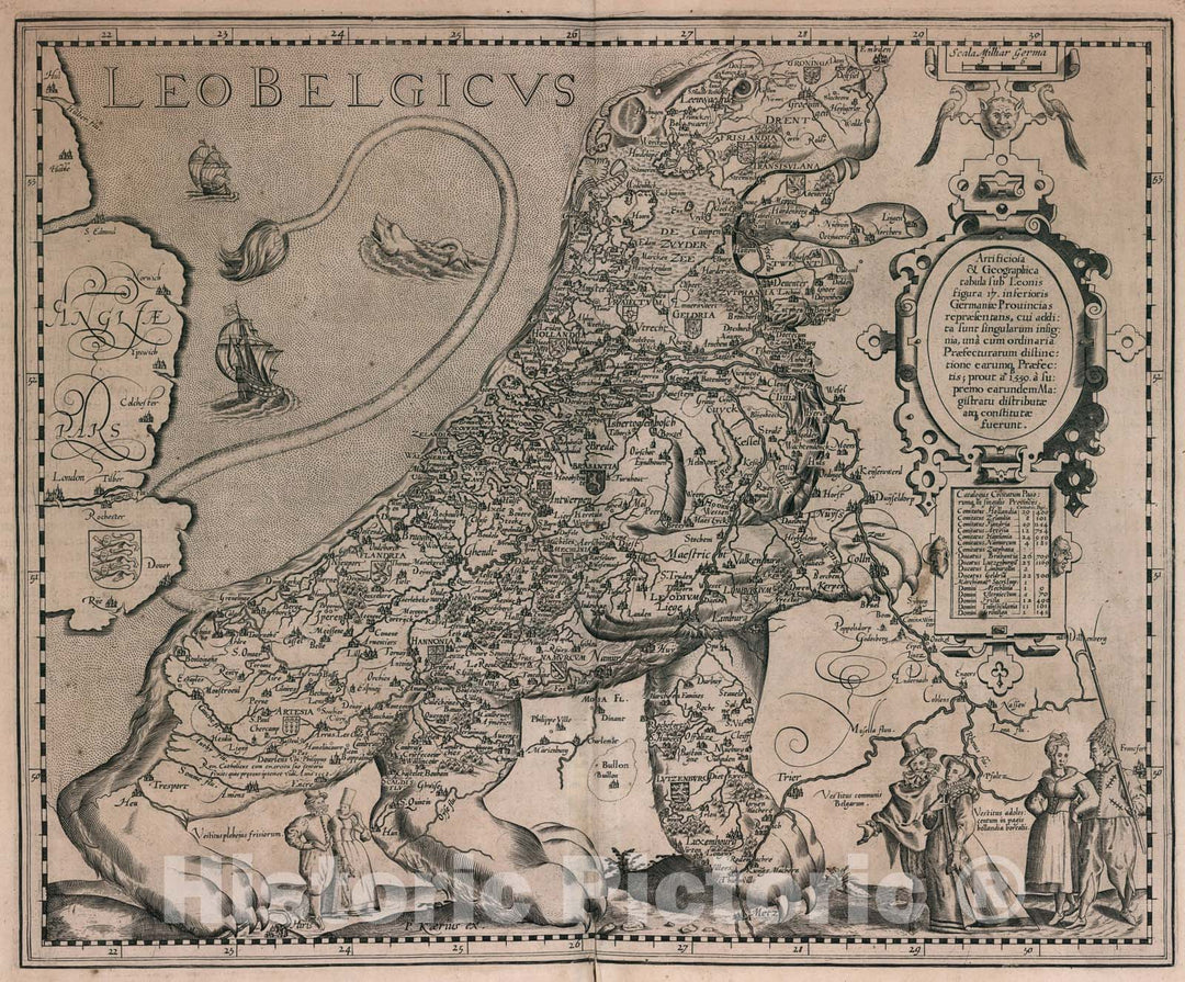Historic Map : Leo Belgicus., 1617, Vintage Wall Art