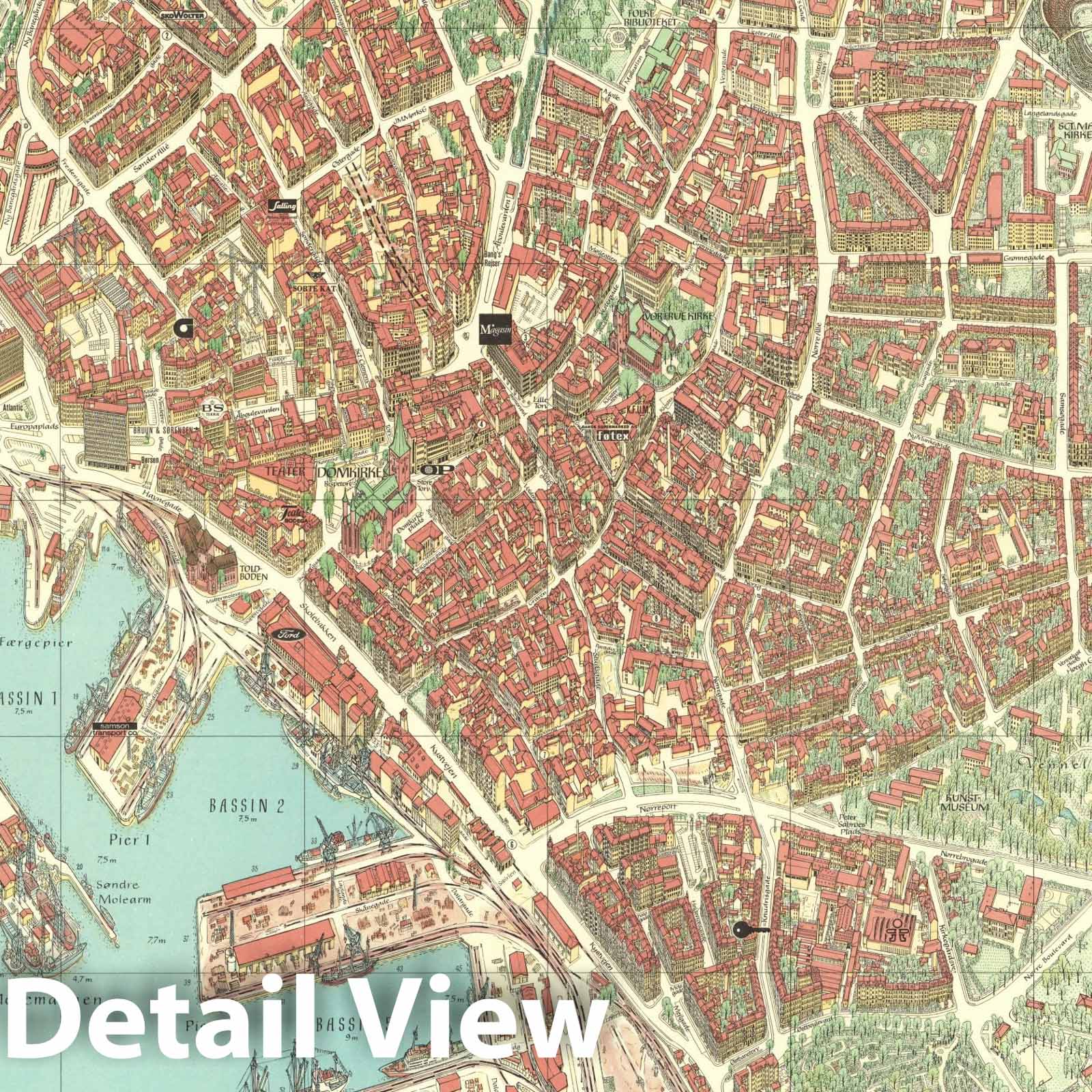 Historic Map : Aarhus, Denmark., 1970, Vintage Wall Art