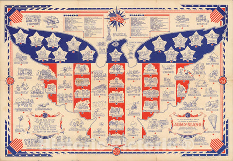Historic Map : A Pictorial Map of Scenes in and around Army-Slang, 1969, Vintage Wall Art