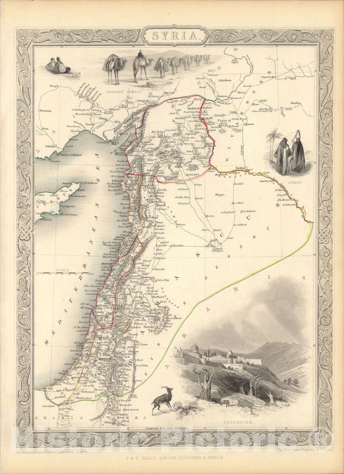 Historic Map : Syria., 1851, Vintage Wall Art