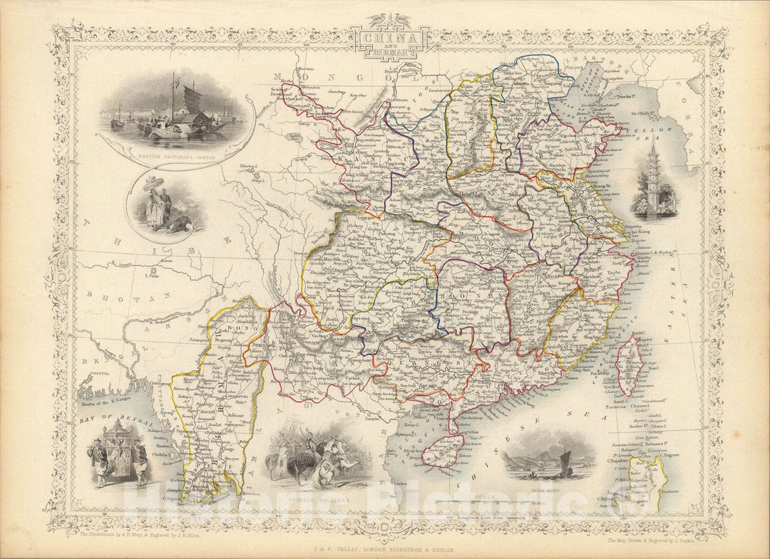 Historic Map : China And Burmah., 1851, Vintage Wall Art