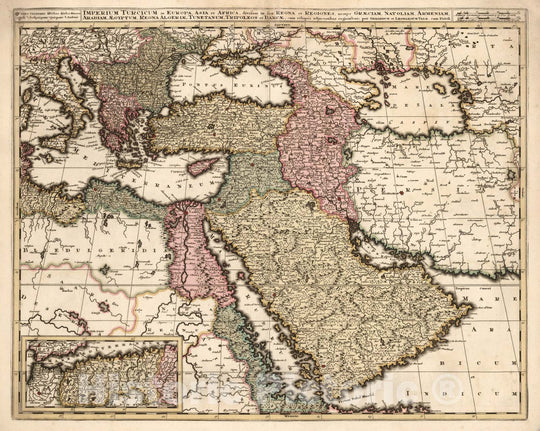 Historic Map : Imperium Turcicum in Europa, Asia et Africa, 1740, Vintage Wall Art