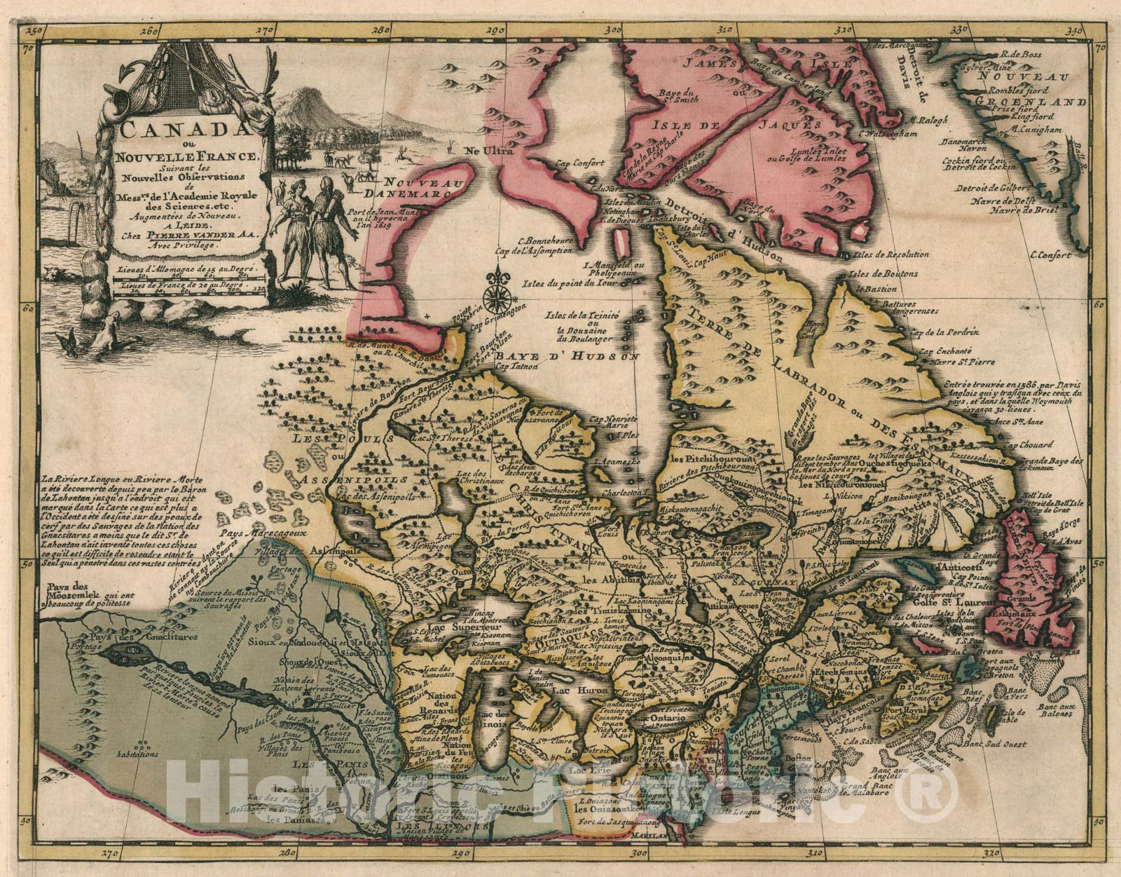 Historic Map : Canada, ou, Nouvelle France, 1714, Vintage Wall Art