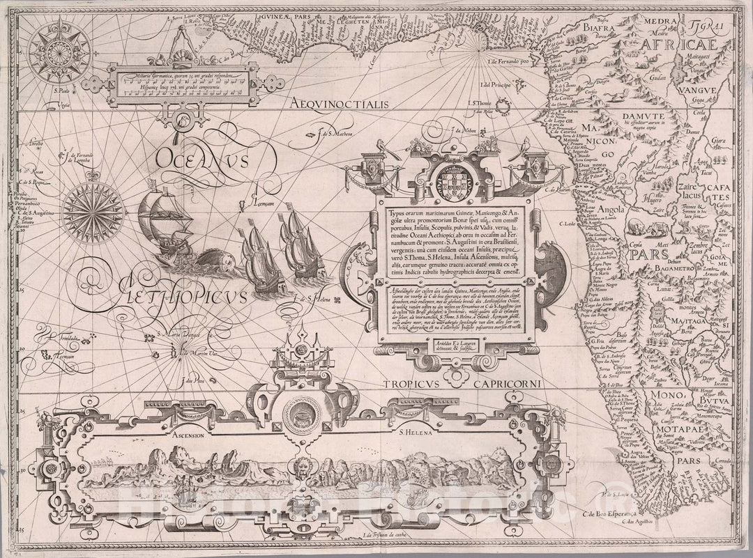 Historic Map : Western Africa. Typus orarum maritimarum Guineae, Manicongo & Angole ...., 1595, Vintage Wall Art