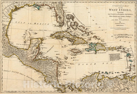 Historic Map : A Compleat Map of the West Indies., 1776, Vintage Wall Art