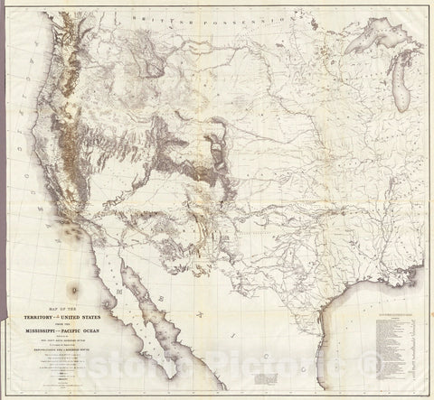 Historic Map : Map Of The Territory Of The United States From The Mississippi To The Pacific., 1861, Vintage Wall Art