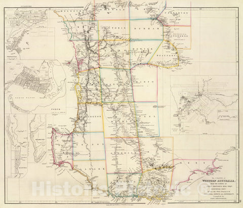 Historic Map : The Colony of Western Australia., 1844, Vintage Wall Art
