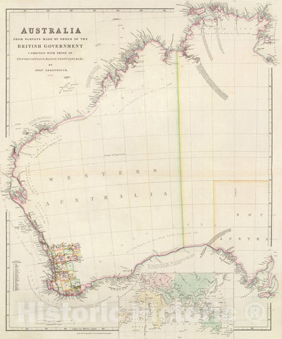 Historic Map : Australia., 1844, Vintage Wall Art