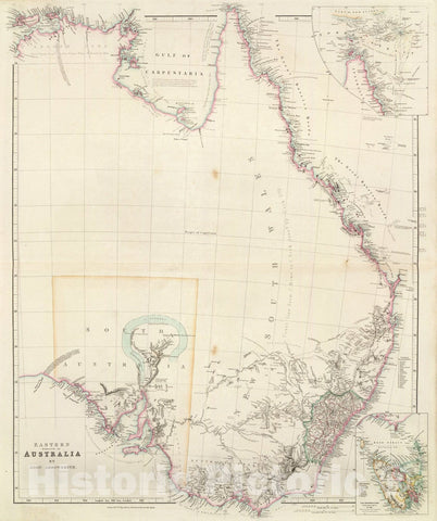 Historic Map : Eastern Portion of Australia., 1844, Vintage Wall Art
