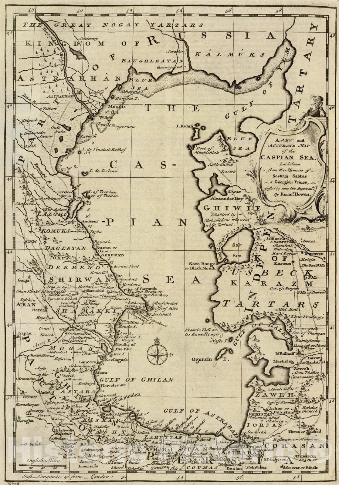 Historic Map : Caspian Sea., 1747, Vintage Wall Art