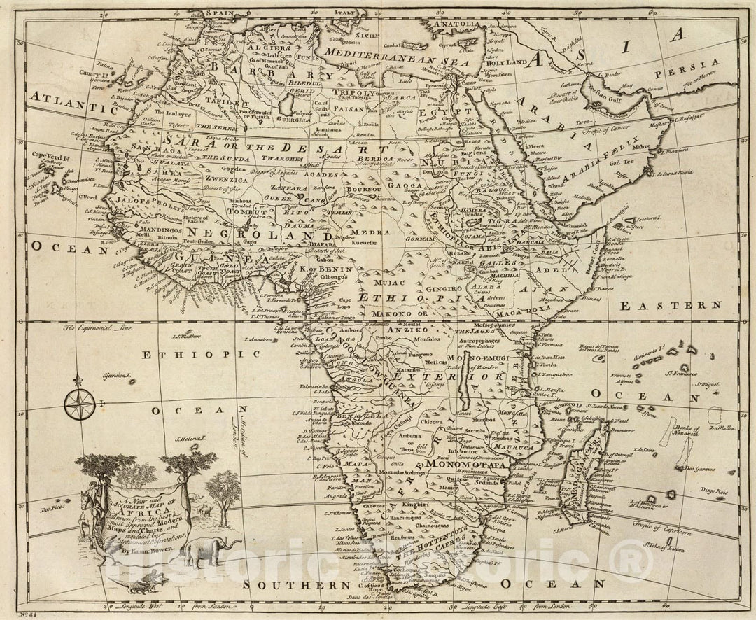 Historic Map : Africa., 1747, Vintage Wall Art