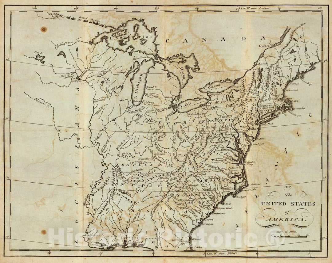 Historic Map : United States of America., 1796, Vintage Wall Art