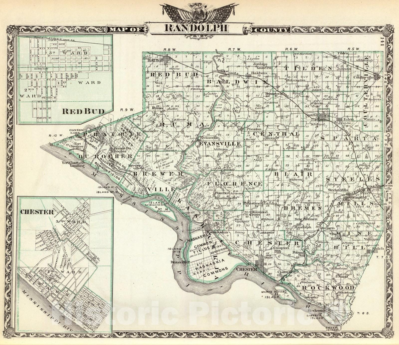 Historic Map : Map of Randolph County, Red Bud and Chester., 1876, Vin ...