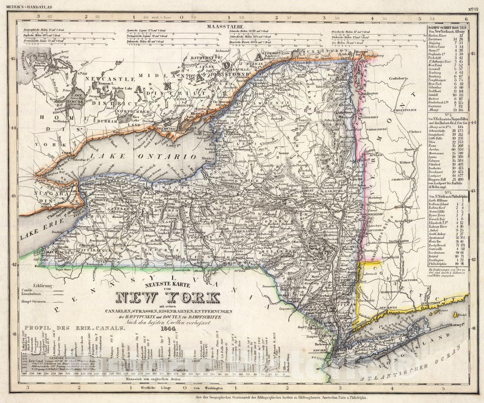 Historic Map : New York., 1844, Vintage Wall Art