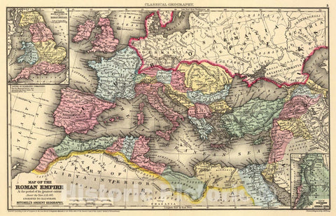 Historic Map : Roman Empire., 1873, Vintage Wall Art