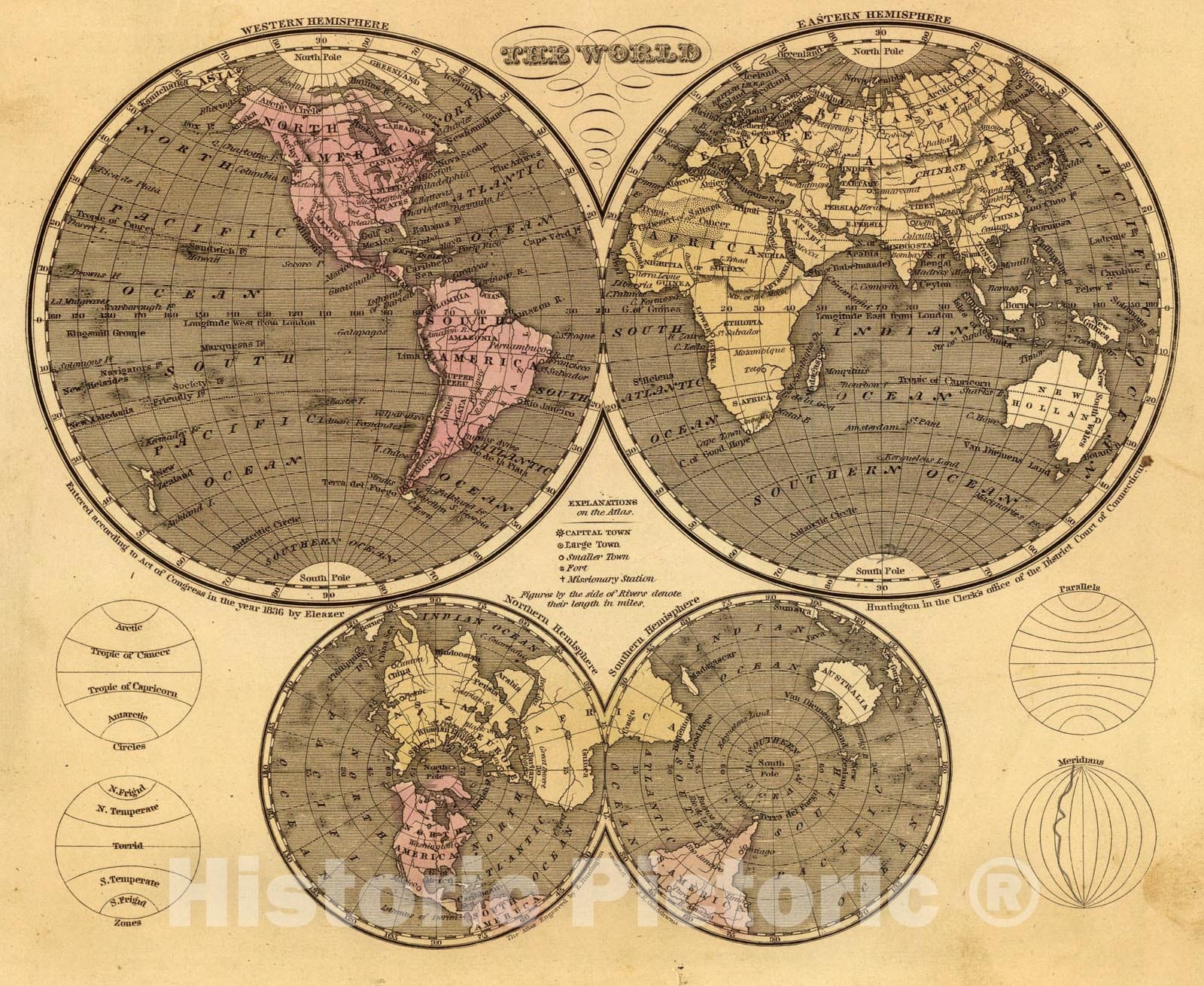 Historic Map : The world., 1836, Vintage Wall Art – Historic Pictoric