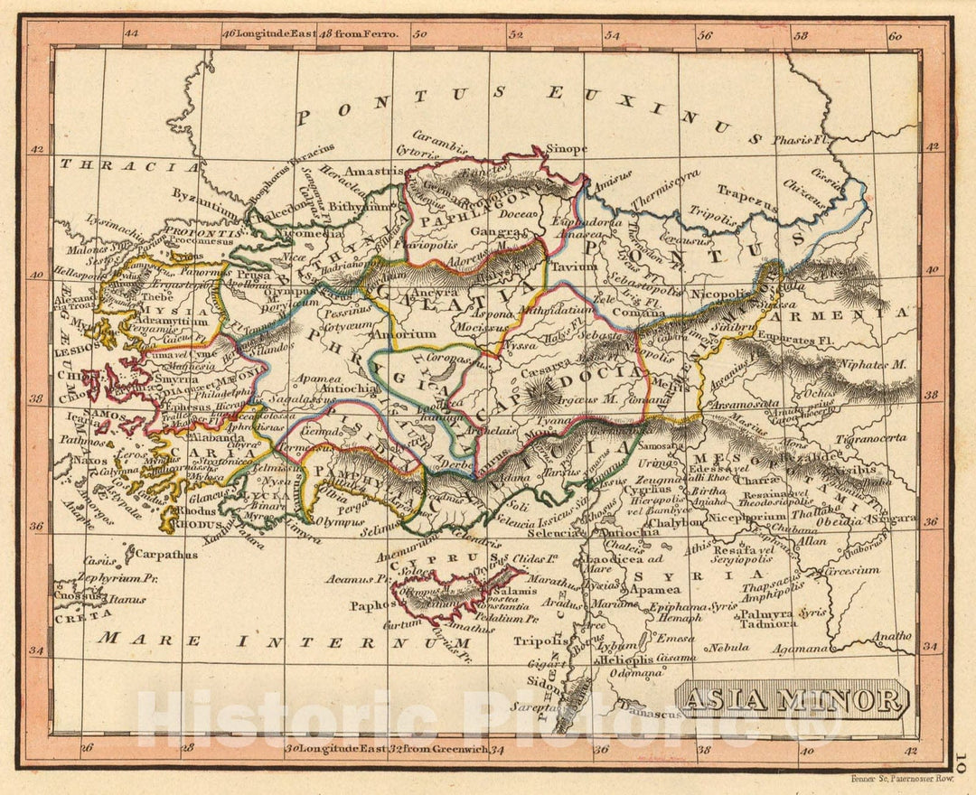Historic Map : Asia Minor., 1835, Vintage Wall Art