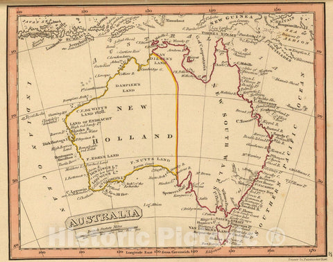 Historic Map : Australia., 1835, Vintage Wall Art