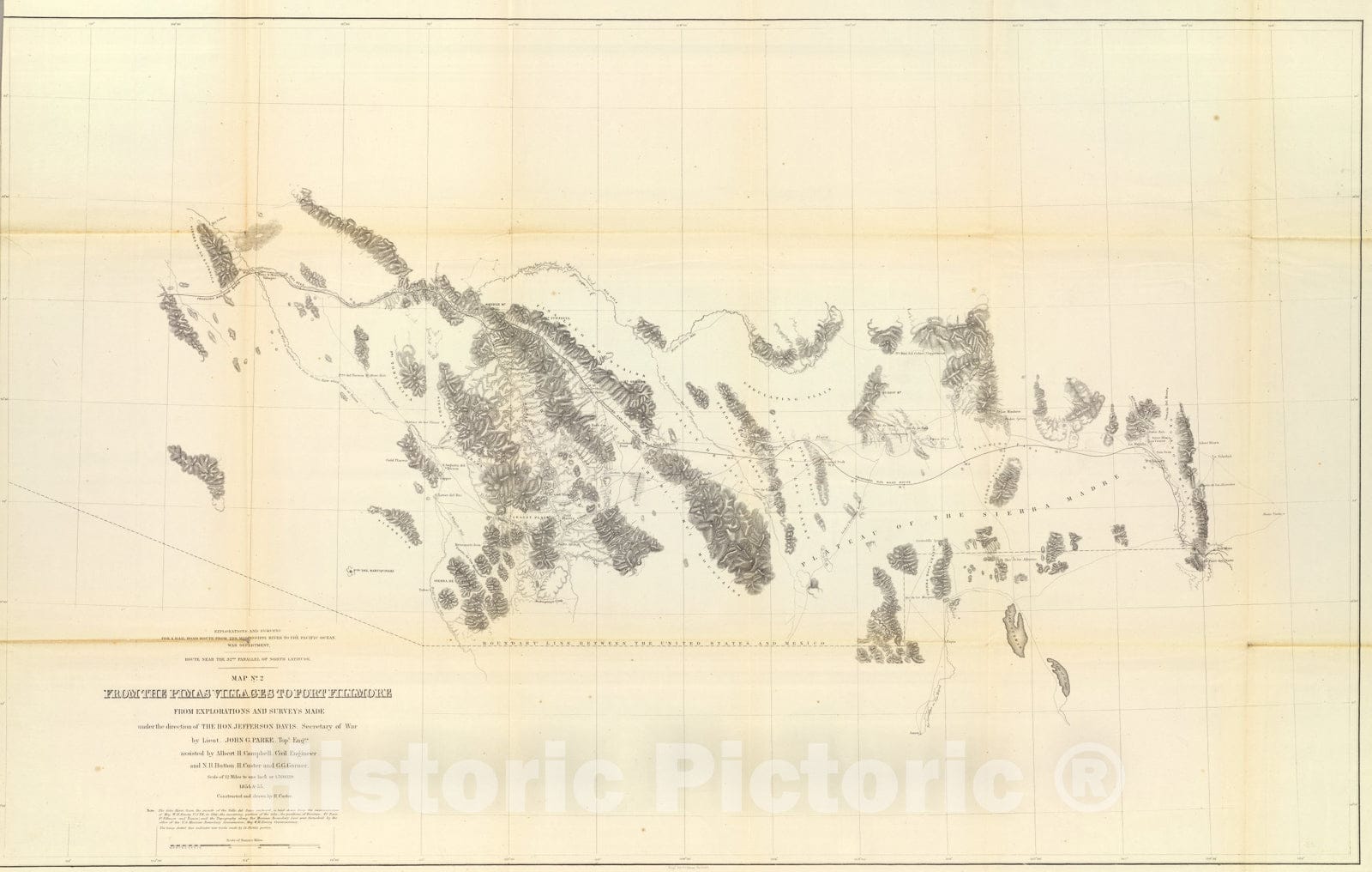 Historic Map : From the Pimas Villages to Fort Fillmore., 1861, Vintag ...