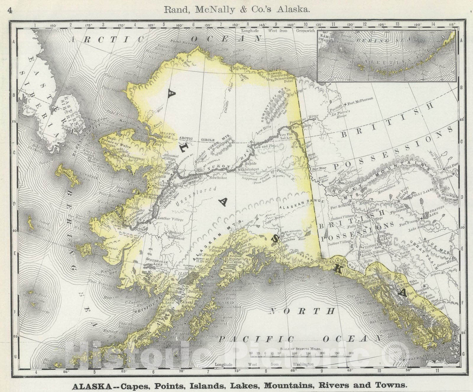 Historic Map : Alaska., 1889, Vintage Wall Art
