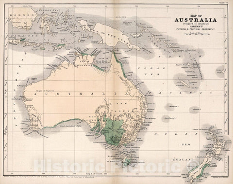 Historic Map : Map of Australia, 1856, Vintage Wall Art