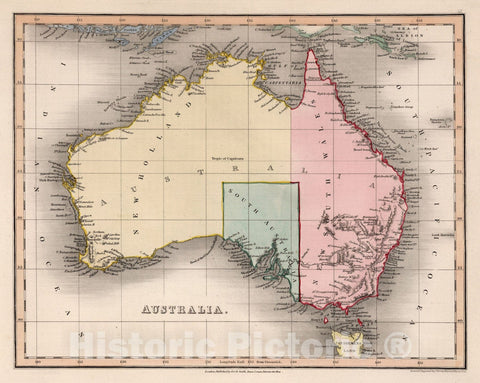 Historic Map : Australia., 1832, Vintage Wall Art