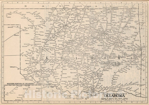 Historic Map : (Continues) Railway Distance Map of the State of Oklahoma, 1934, Vintage Wall Art