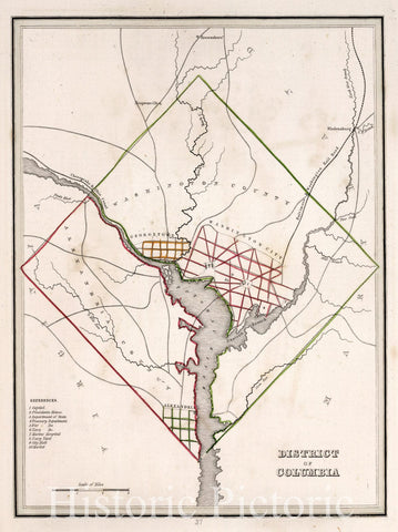 Historic Map : District of Columbia, 1838, Vintage Wall Art