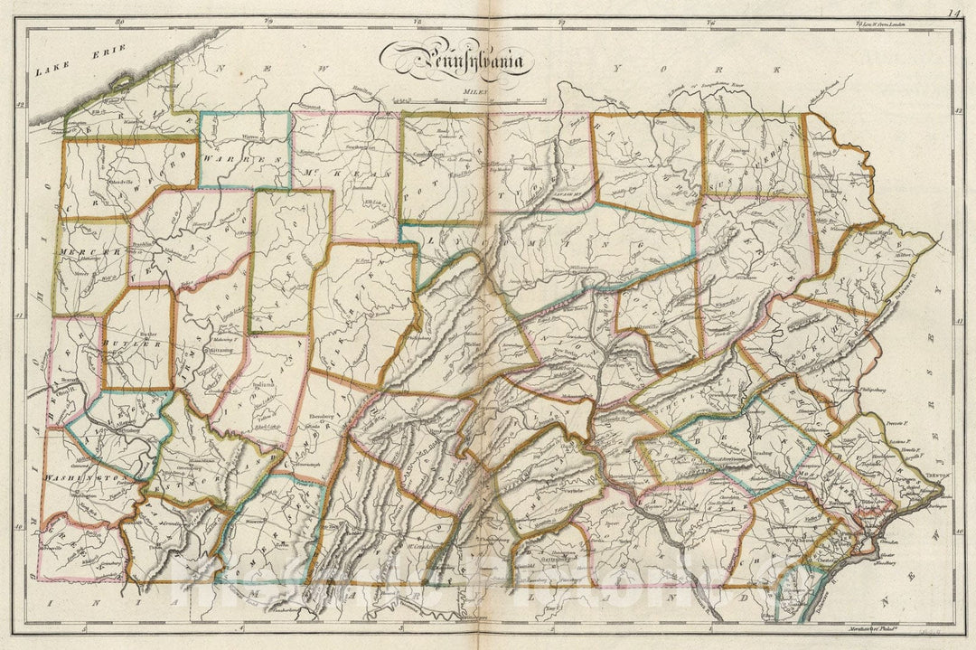 Historic Map : Pennsylvania., 1818, Vintage Wall Art