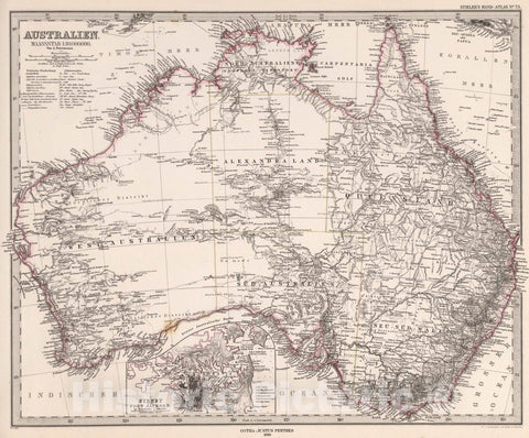 Historic Map : Australien (Australia)., 1880, Vintage Wall Art