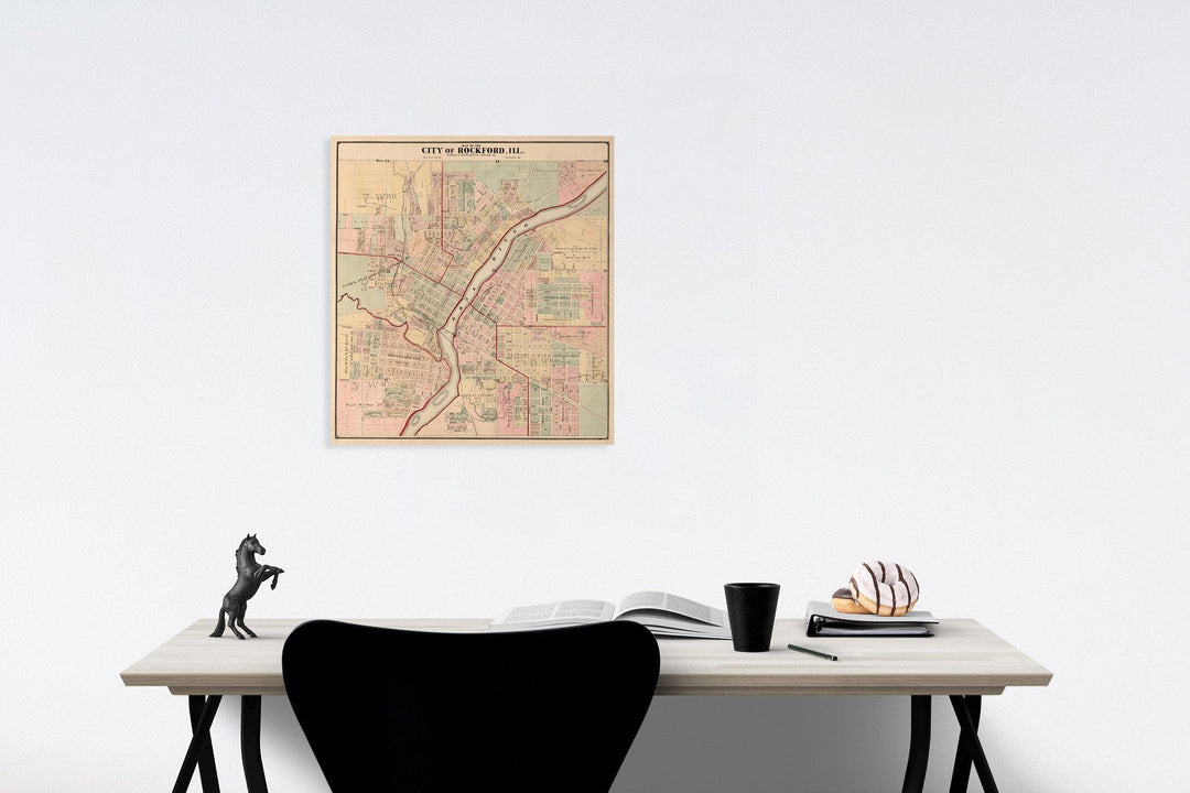 Historic Map : City of Rockford, Illinois., 1886, Vintage Wall Art